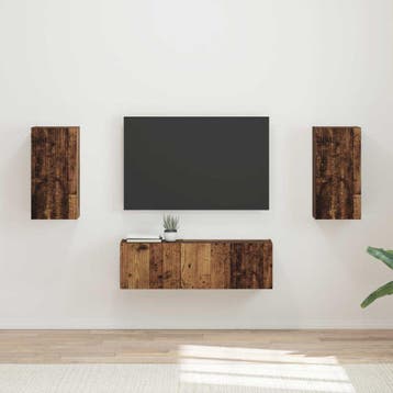 vidaXL Tv Wandkast Set 4 st Oudhout Bewerkt hout, Verzenden, Nieuw