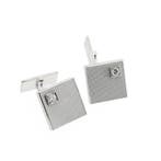 Witgouden manchetknopen met diamant; 0,16 ct., Ophalen of Verzenden, Gebruikt, Goud