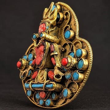 Decoratief ornament - Nepal - Ganesha, turkoois, koraal