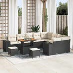 vidaXL Tuinbank Set met kussen 12 pcs Zwart poly rattan, Verzenden, Nieuw