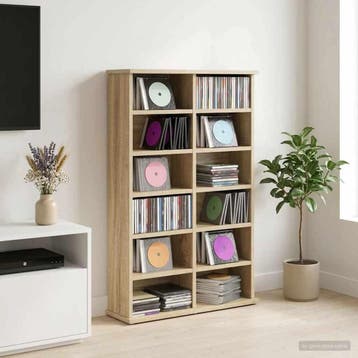 vidaXL CD Kast Sonoma Eiken 60 x 17 x 92 cm Bewerkt hout, Huis en Inrichting, Woonaccessoires | Cd- en Dvd-rekken, Verzenden, Nieuw