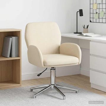 vidaXL Draaistoel 54 x 58 x 90 cm Crèmekleurig Stof, Verzenden, Nieuw