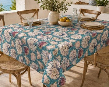 Elegant tafelkleed voor grote tafels. Blauwe koraal. -, Antiek en Kunst