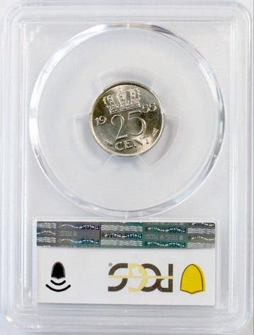 Nederland. Juliana. 25 Cent 1955 (Zonder minimumprijs)