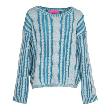 Frogbox • blauwe wollen kabeltrui • 36, Princess goes Hollywood, Nieuw, Maat 36 (S), Verzenden