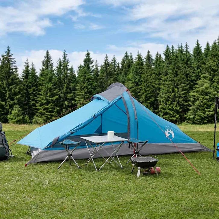 vidaXL Backpacking Tent Blauw 2-persoons 185T Polyester met, Caravans en Kamperen, Tenten, Nieuw, Verzenden