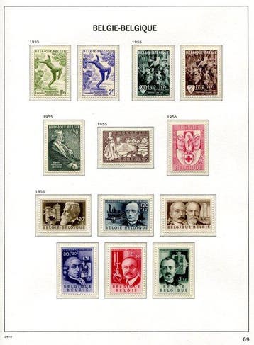 België 1954/1959 - 5 volledige jaren volgens invulling Davo, Gestempeld