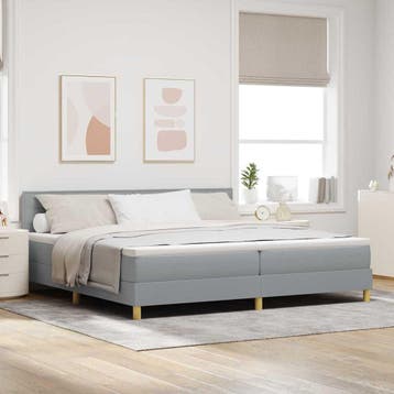 vidaXL LED Box Spring Bed met hoofdeinde Lichtgrijs 200 x, Verzenden, Nieuw
