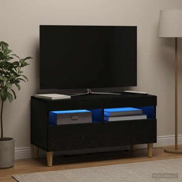 vidaXL LED tv-meubel Zwart Bewerkt hout, Verzenden, Nieuw