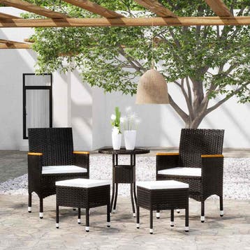 vidaXL 5-delige Loungeset poly rattan zwart, Verzenden, Loungeset