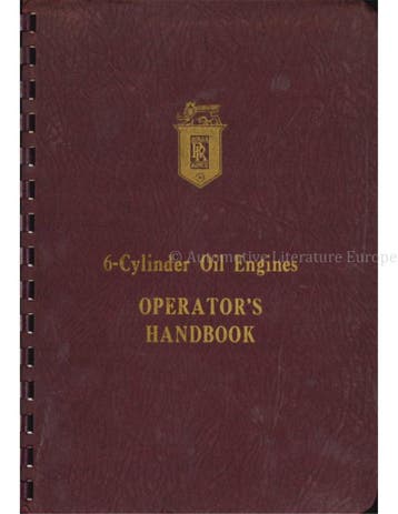 1956 ROLLS ROYCE 6 CILINDER OLIE MOTOREN INSTRUCTIEBOEKJE, Autos : Divers