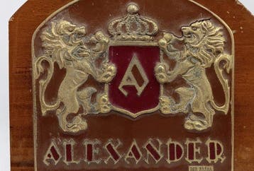 Relief, Stemma Alexander - 25.5 cm - Bronze, Bois, Émail