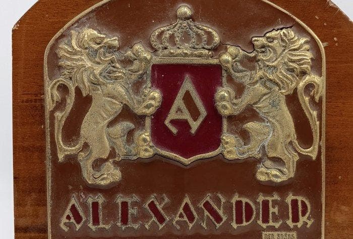 Relief, Stemma Alexander - 25.5 cm - Bronze, Bois, Émail, Antiek en Kunst, Curiosa en Brocante