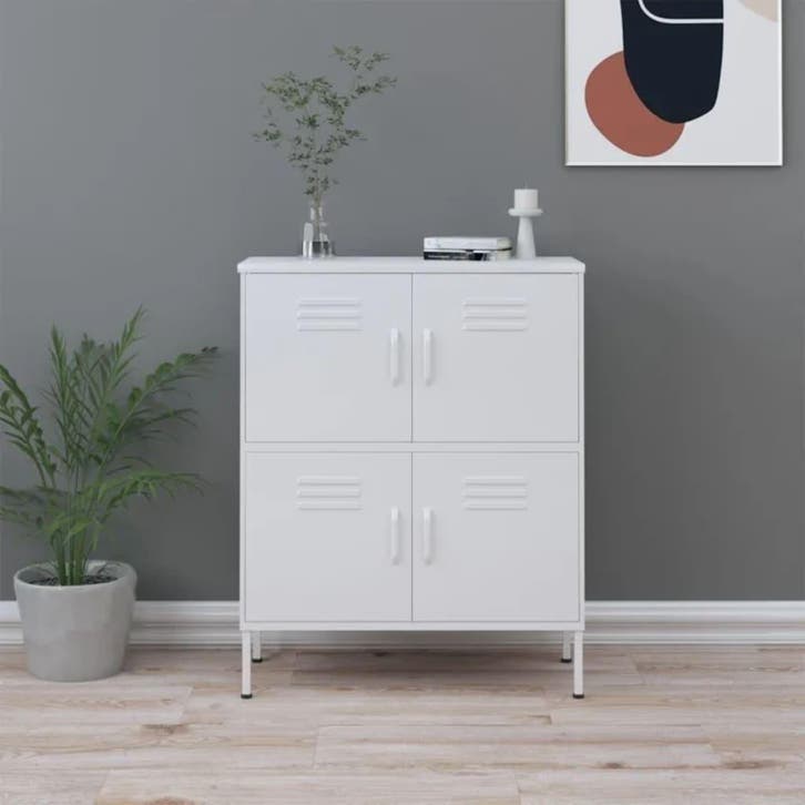 vidaXL Opbergkast 80x35x101,5 cm staal wit, Huis en Inrichting, Kasten | Overige, Nieuw, Verzenden
