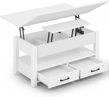 Salontafel met opbergruimte - Koffietafel - 100x50 cm - Wit, Verzenden, Nieuw