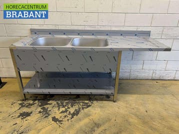 RVS Spoeltafel dubbele spoelbakken Premium-line 200 cm, Ophalen of Verzenden, Nieuw in verpakking