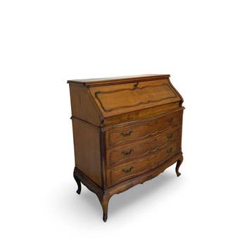 Secrétaire - Secretaresse - Walnoot, Hout, Messing