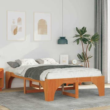 vidaXL Bedframe Bruin 135 x 190 cm Massief grenenhout, Verzenden
