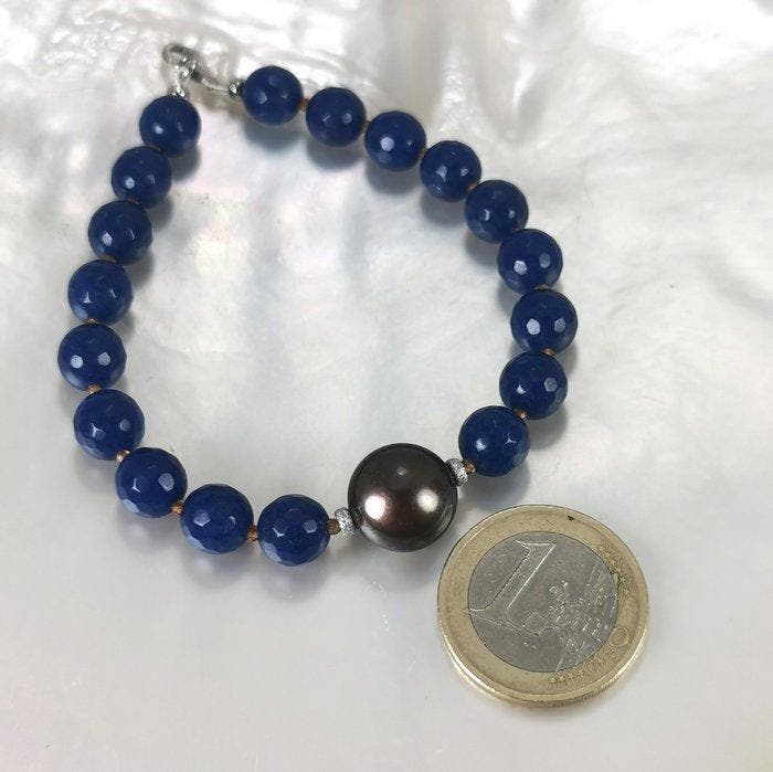 Sans prix de réserve - Bracelet Argent Perle - Pierres, Handtassen en Accessoires, Antieke sieraden