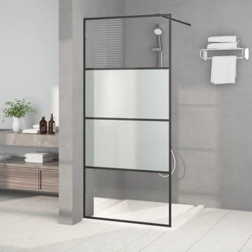 vidaXL Inloopdouchewand 90x195 cm halfmat ESG-glas zwart, Verzenden, Nieuw