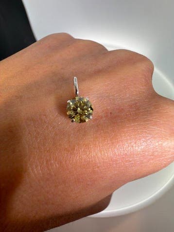 Zonder minimumprijs - Hanger - 14 karaat Witgoud - 1.01ct.