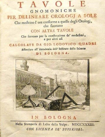 Quadri Giovanni Lodovico. - Orologi a Sole. Prima Edizione -