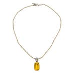 Sans prix de réserve - Collier Argent - Citrine, Diamants, Handtassen en Accessoires, Kettingen, Nieuw