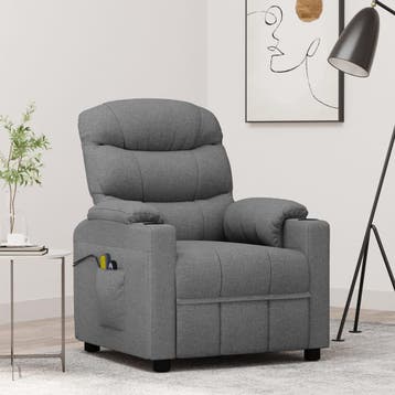 vidaXL Massagestoel elektrisch stof lichtgrijs, Verzenden, Nieuw