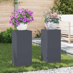 vidaXL Plantenstand 2 pcs Antraciet 24 x 24 x 55 cm Staal, Verzenden, Nieuw
