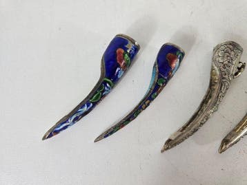 Zesdelige set antieke Chinese nagelbeschermers (Hu Zhi) -