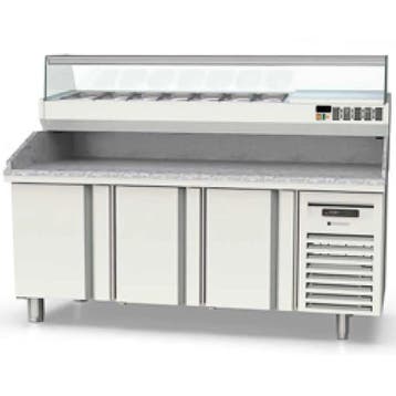 Pizzawerkbank + Opzetkoelvitrine | 600 RANGE | 380L | 3, Verzenden