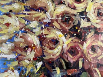 FRANK ELIA GONZALEZ MARTINEZ - “ESTUDIO FLORES” (XL), Antiek en Kunst, Kunst | Schilderijen | Modern