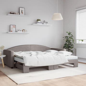 vidaXL Slaapbank met onderschuifbed en matrassen 90x200 cm, Verzenden