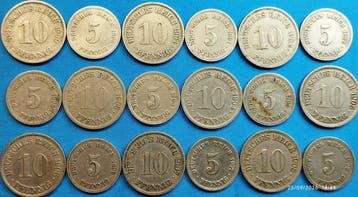 Duitsland. 10 Pfennig 83 Monedas II Reich, Weimar y III