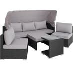 tectake Rotanlounge met aluminium frame San Marino - zwart, Verzenden, Nieuw