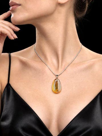 Gouden honing Baltische barnsteen ketting met bewaarde