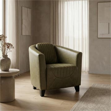 Leren fauteuil Press Special - Vintage Olive (olijf/groen), Maison & Meubles, Fauteuils, Ophalen of Verzenden