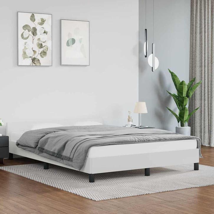 vidaXL Bedframe met hoofdeinde zonder matras 140x190 cm wit, Maison & Meubles, Chambre à coucher | Lits, Envoi