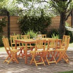 vidaXL Bistrostoelen voor buiten met kussen 8 pcs Massief, Tuin en Terras, Tuinstoelen, Verzenden, Nieuw