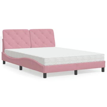 vidaXL Bed met matras fluweel roze 140x200 cm, Verzenden, Nieuw