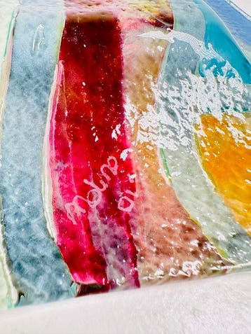Kom - Murano Fused Art Glass Square Bowl - Glas