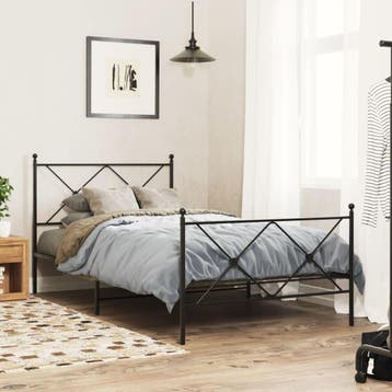 vidaXL Bedframe met hoofd- en voeteneinde metaal zwart, Verzenden