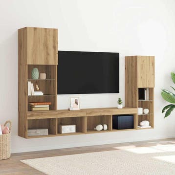 vidaXL TV Kast 4 st artisanaal eikenkleurig Bewerkt hout, Huis en Inrichting, Verzenden, Nieuw