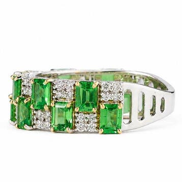 Statement ring - 14 karaat Witgoud - 3.02ct. tw. Tsavoriet -