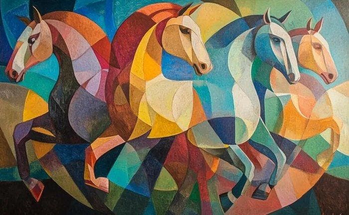 I_KONIQ - Cubical Horses, Antiek en Kunst, Curiosa en Brocante