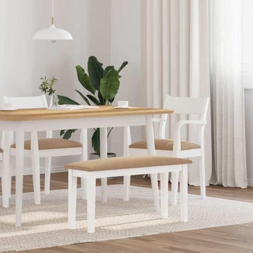 vidaXL Bank 90 cm massief hout rubber wit, Verzenden, Nieuw