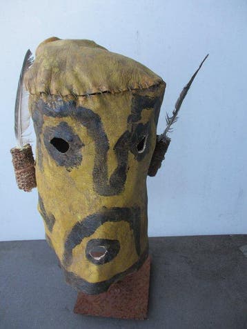 Groot masker met capuchon van leer Kachina / Hopi (Zonder, Antiek en Kunst