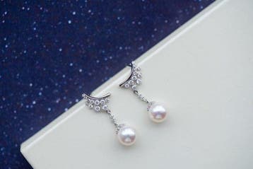 Boucles doreilles - 18 carats Or blanc - 0.62ct. tw. Perle