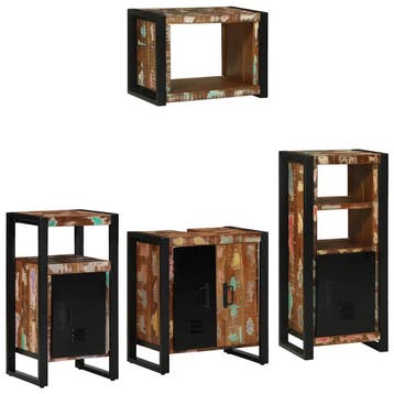 vidaXL Badkamermeubel Set met lade 4 pcs Massief, Verzenden, Nieuw