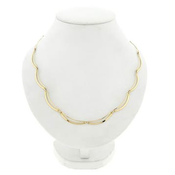 Gouden fantasieschakel collier; 14 karaat; 40–46,5 cm, Handtassen en Accessoires, Ophalen of Verzenden, Gebruikt, Goud, Goud